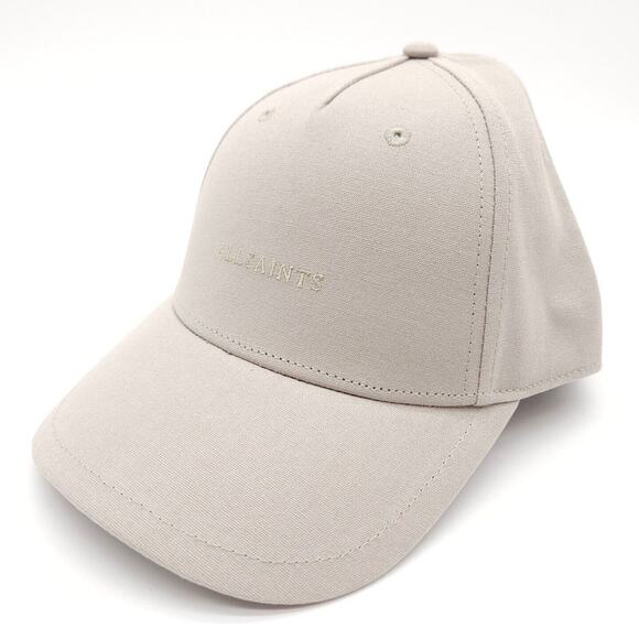 AllSaints Other - Allsaints Embroidered Leather Strapback Hat Adjustable Gray Taupe Baseball Cap